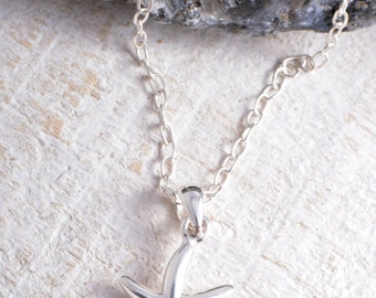 Sterling silver starfish pendant charm chain necklace starfish necklace