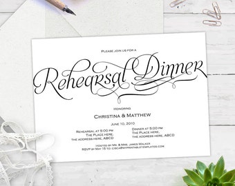 Rehearsal dinner invitation, rehearsal dinner invitation template, instant download, printable, editable text, BS7