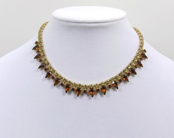 Golden Topaz and Citrine Rhinestone Necklace