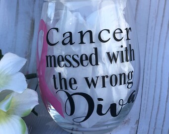 Breast cancer wine glass Breast cancer gifts Cancer gifts for women Cancer Free gifts Cancer survivor gift