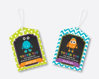 Instant Download, Monster Favor Tags, Monster Thank You Tags, Monster Gift Tags, Monster Birthday Tags, Monster Party Printables (CKB.21)