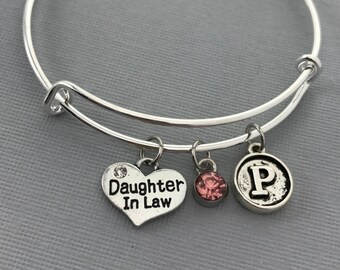 Daughter In Law - Daughter In Law Gifts - Birthday Gift - Family Jewelry - Charm Bracelet - Personalized Jewelry - Mothers Day