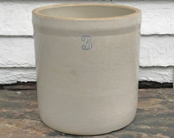 3 gallon crock ~ antique crock ~ authentic patina ~ primitive antique ~ stoneware crock ~ picking crock ~ large crock ~ farmhouse antique