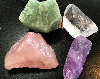 Attract Love Stone Set - heart chakra - raw crystals and stones - raw Rose Quartz - raw Amethyst - raw Quartz - aventurine - gemstone set