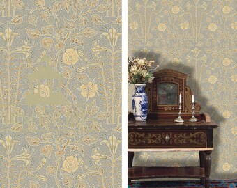 Dollhouse Miniature Wallpaper, Lilly, Scale One Inch