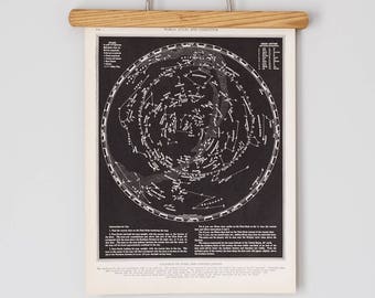 Antique 1930s Constellation Map | Night Sky Chart | Astronomical Star Map Print
