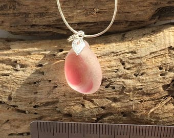 Pink and peach sea glass necklace