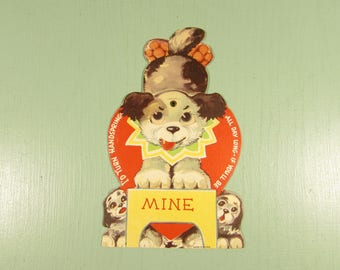 Mechanical Valentine Card - Vintage Puppy Dog Google Eyes