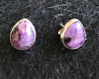 Vintage Sterling Silver and Teardrop Amethyst Post Earrings
