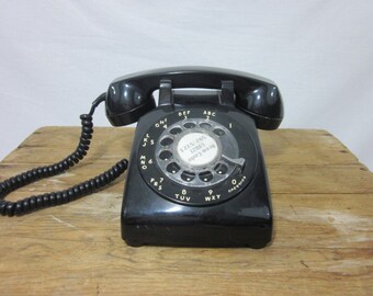 Black Vintage Rotary Desk Phone