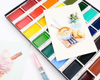 Watercolor Paint Set from Japan, Kuretake Gansai Tambi, Traditional Japanese Watercolors, Gift for Artist, Gift for Painter, Holidays Gift