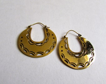 Large Flat Hoop Earrings with clasp handmade, Brass, African Earrings , African Jewellery, Circle Earrings, Gift boxed,Free UK post BG1