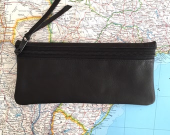 Black leather pouch | Etsy