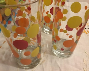 SALE!! Federal libby retro polka dot glass set 4