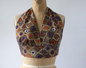 1960s vintage halter top / 60s crop top / 60s halter crop top / floral sun top / 60s sun top / 1960s bra top / small medium