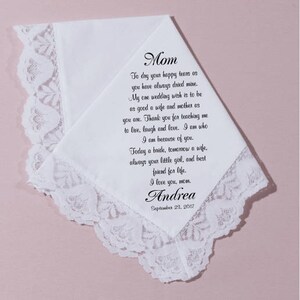 Wedding handkerchief Mother of the bride gift printed hankerchief