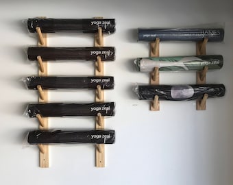 Yoga Mat Rack / Custom Yoga Mat Rack / Mat Storage / Hang Yoga Mats / 1, 2, 3, 4, 5, 10, 20 Mat Racks/Yoga Mat Rack Holder / Wall Rack/Wood
