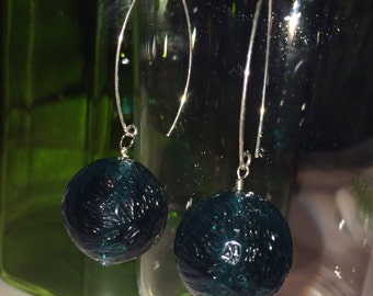 Vintage Lucite Teal Bead on Sterling Silver