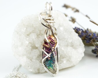 Bismuth Crystal - Wire Wrapped Pendant - Bismuth Crystal Jewelry - Element 83