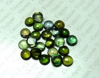 5mm 6mm 7mm Green Tourmaline Cabochon Round loose gemstone - Natural Green Tourmaline Cabs Light Green - Dark Green Tourmaline - FOR ONE