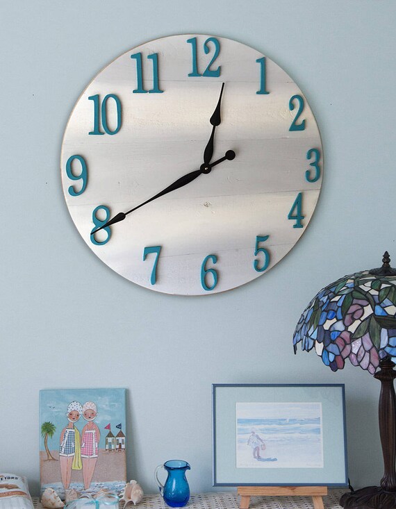 Large Round Clock Beach Wall Clock 24 Rustic Wall