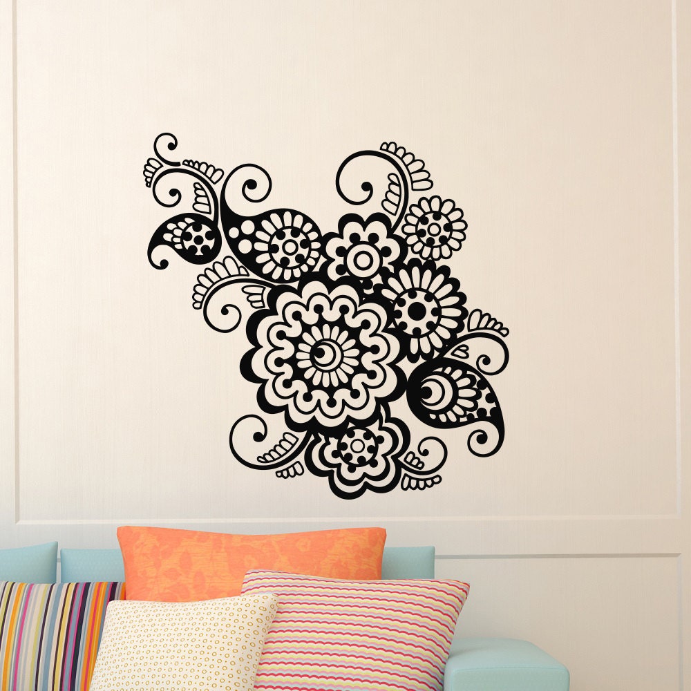 Wall Decal Vinyl Sticker Indian Pattern Yoga Flower Indie Wall Decal Vinyl Sticker Indian Pattern Yoga Flower Indie