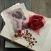 COTTON Fabric Photo - Victorian Lady_Garnet. Crazy Quilting, Inspiration Kit And Embellishment Kit. Garnet Red and Golds. No 102_C