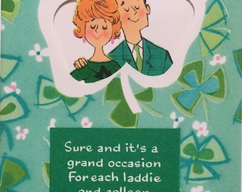 Vinage St. Patrick's Day Card 1950 Fashion Mid Century NOS