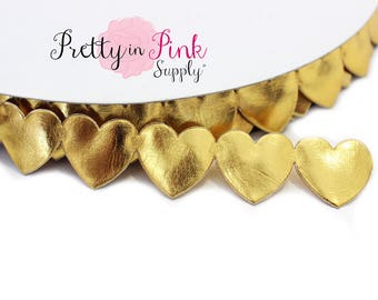 1" Metallic GOLD Heart Leather Trim- You choose yardage-Gold Hearts-Gold Foil Ribbon-Wedding Trim- Valentines Day
