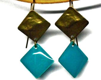 Bronze and dark turquoise earrings