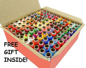 100 Pcs Coats Set Assorted Color Polyester Thread Spool Spun Sewing Supplies Quilting