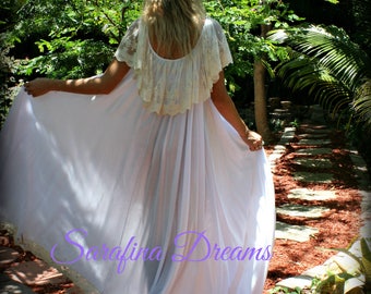 Lace Ruffle Bridal Nightgown Wedding Lingerie Bridal Sleepwear Angel Nightgown White Nightgown Mother Daughter Nightgown Bridal Lingerie