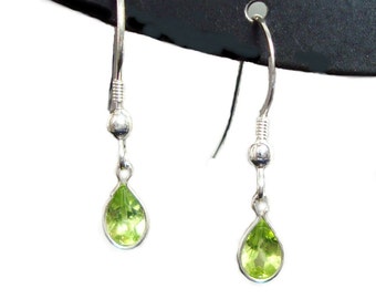 Peridot sterling silver french hook dangle earrings