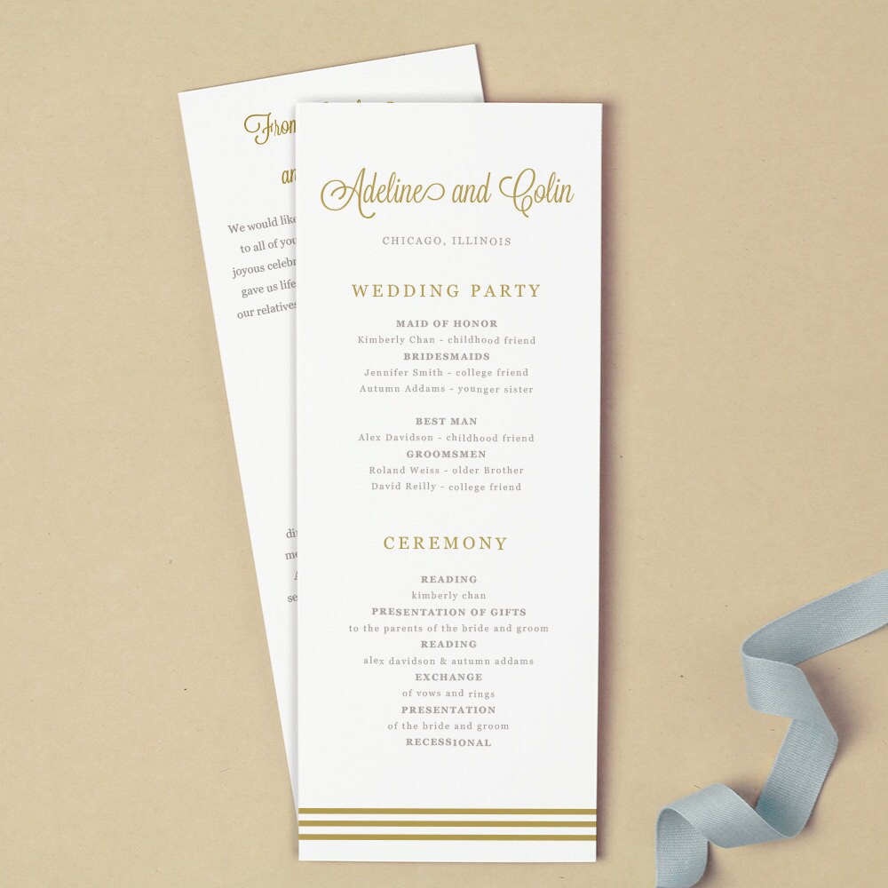 wedding program templates for pages