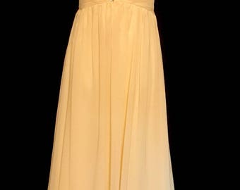 Pale Yellow Chiffon and Rhinestone Gown VG325