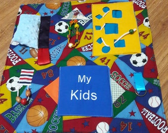 Fidget Quilt for Alzheimer Patients, Gift for Grandparent, Wheelchair Activity, Rehab Tool, Father's Day Gift,