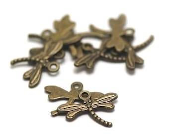 10 charms "Dragonfly", 18 x 14 mm, bronze