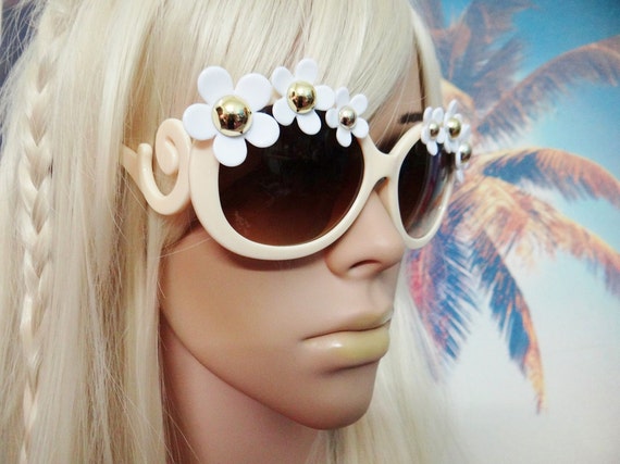 Flower Sunnies Sunglasses Sun Glasses Daisy Hippie Boho Festival Hippies Hippy Flower Power Round Aviators Mermaid Peace Wayfarers