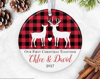 Personalized Couples Ornament, Girlfriend and Boyfriend Gift, Anniversary Ornament, Wedding Christmas Ornament