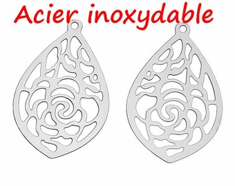 carved stainless steel drop charms 10 prints