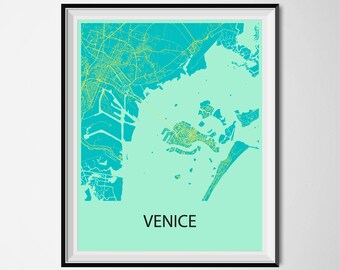 Venice Map Print Venice Italy Travel Print Venezia Venice