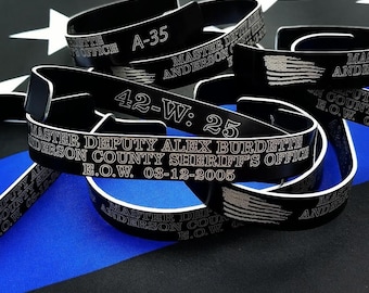 Custom Memorial Bracelets, Laser Engraved, Police Officer, Military, End of Watch, KIA, National Law Enforcement Memorial Wall