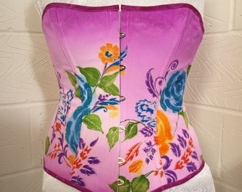 lightly Steel Boned Corset, floral,35 inch waist.