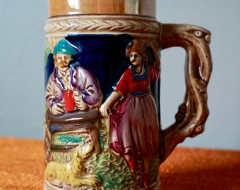 Vintage Mid Century Stein Distributed By Kress Markets / German Beer Mug / Ornamental Drink Ware / Barware / Collectibles / Colorful Stein