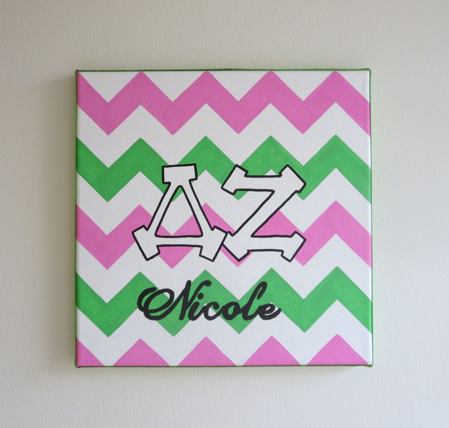 Hand Painted Personalized Delta Zeta Letters Outline With