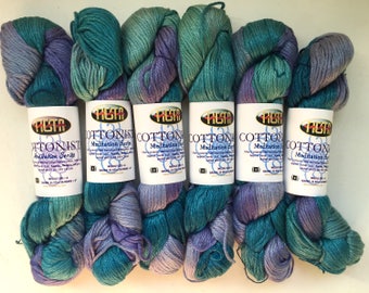 40% Off Fiesta Cottonista Yarn Pima Tencel Cotton DK Hand Dyed Blue Purple 110 Yards