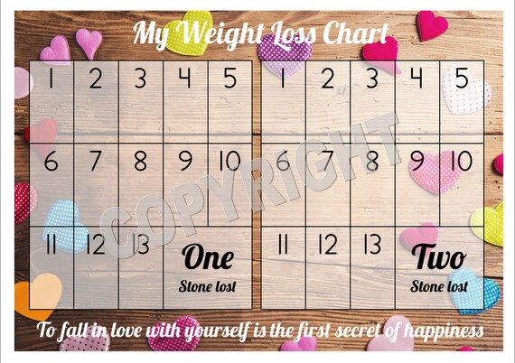 Weight Loss Chart / Tracker 2 stone Comes with Star
