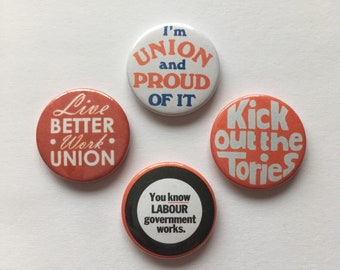 4 Labour Party Jeremy Corbyn Union Pin Badges Socialist Political Buttons