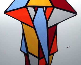 Geometric Stained Glass Elephant