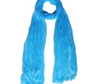 Romantic Turquoise Crinkle Scarf